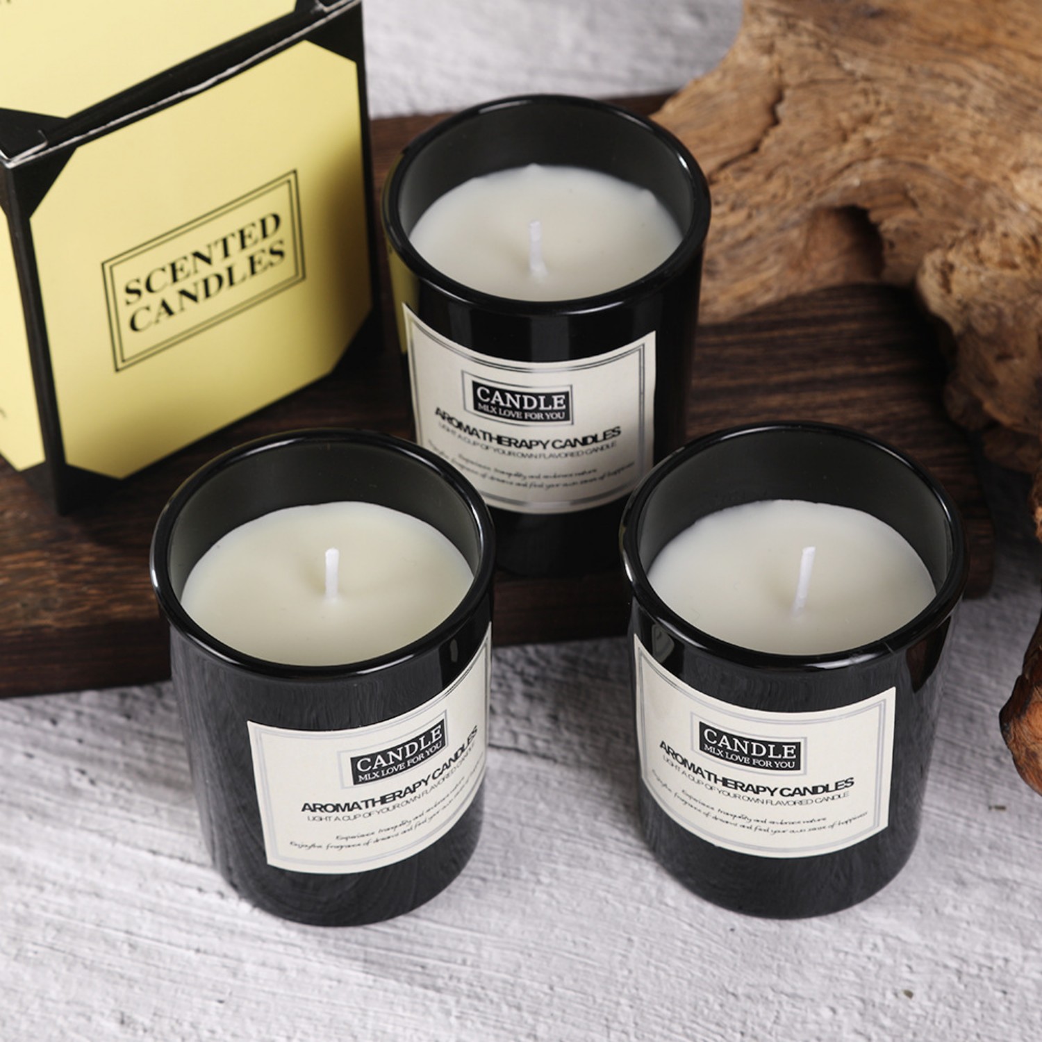 Home Office Cozy - 1pc Matte Black Glass Cup Candle