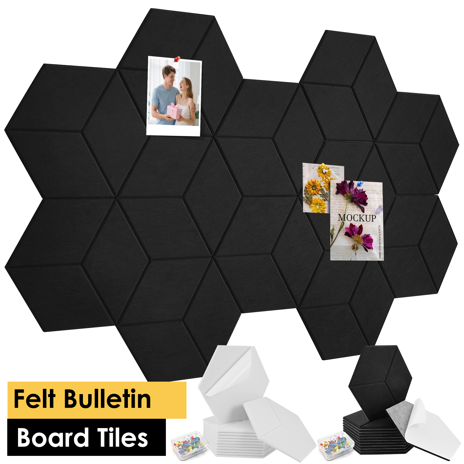 Home Office Alternative - 12 Pcs Hexagon Felt Bulletin Board