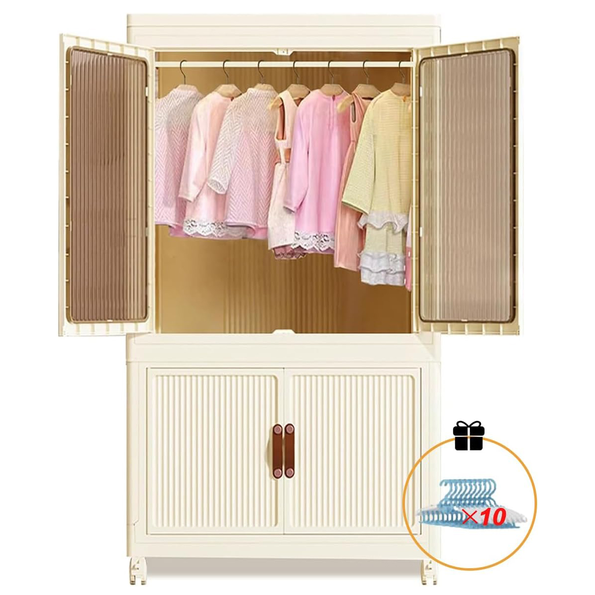 Home Office Minimalist - Foldable Wardrobe Cabinet with Wheels, Bardrobe