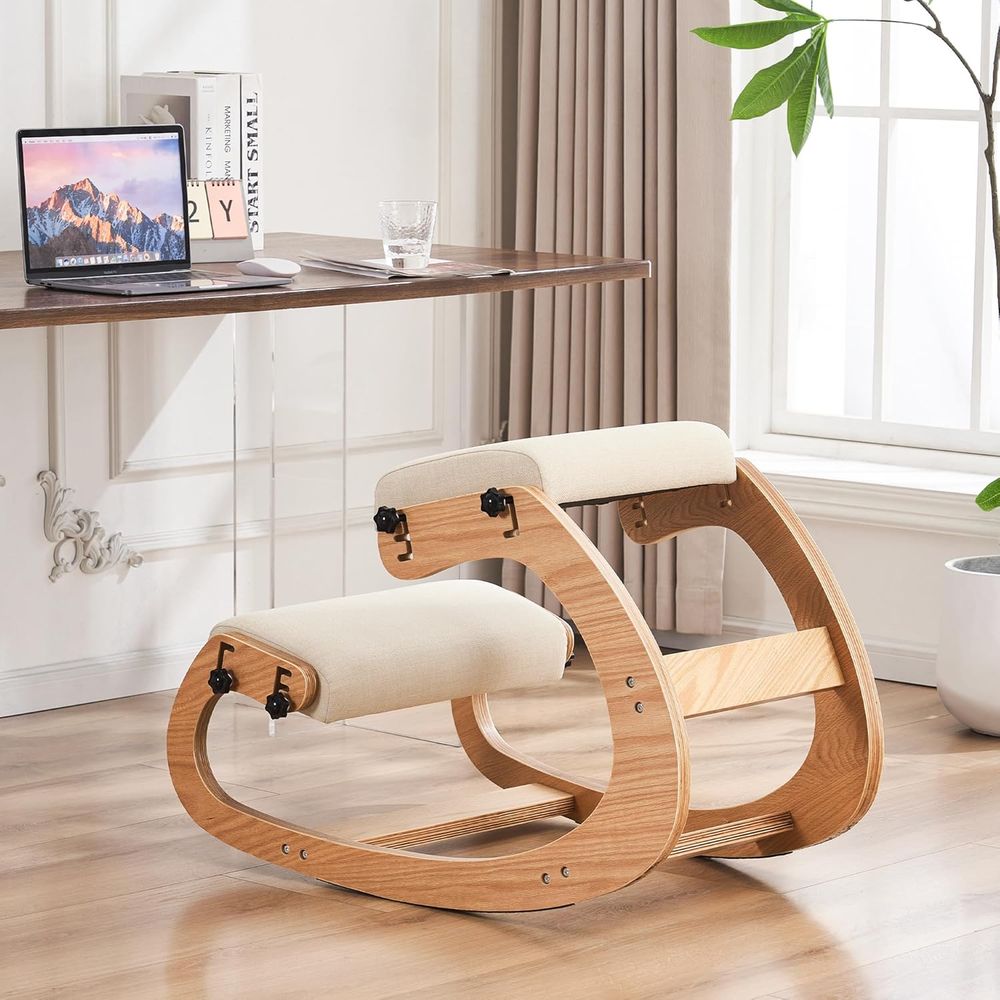 Home Office Chair - Ergonomic Adjustable Wooden Kneeling Chair for