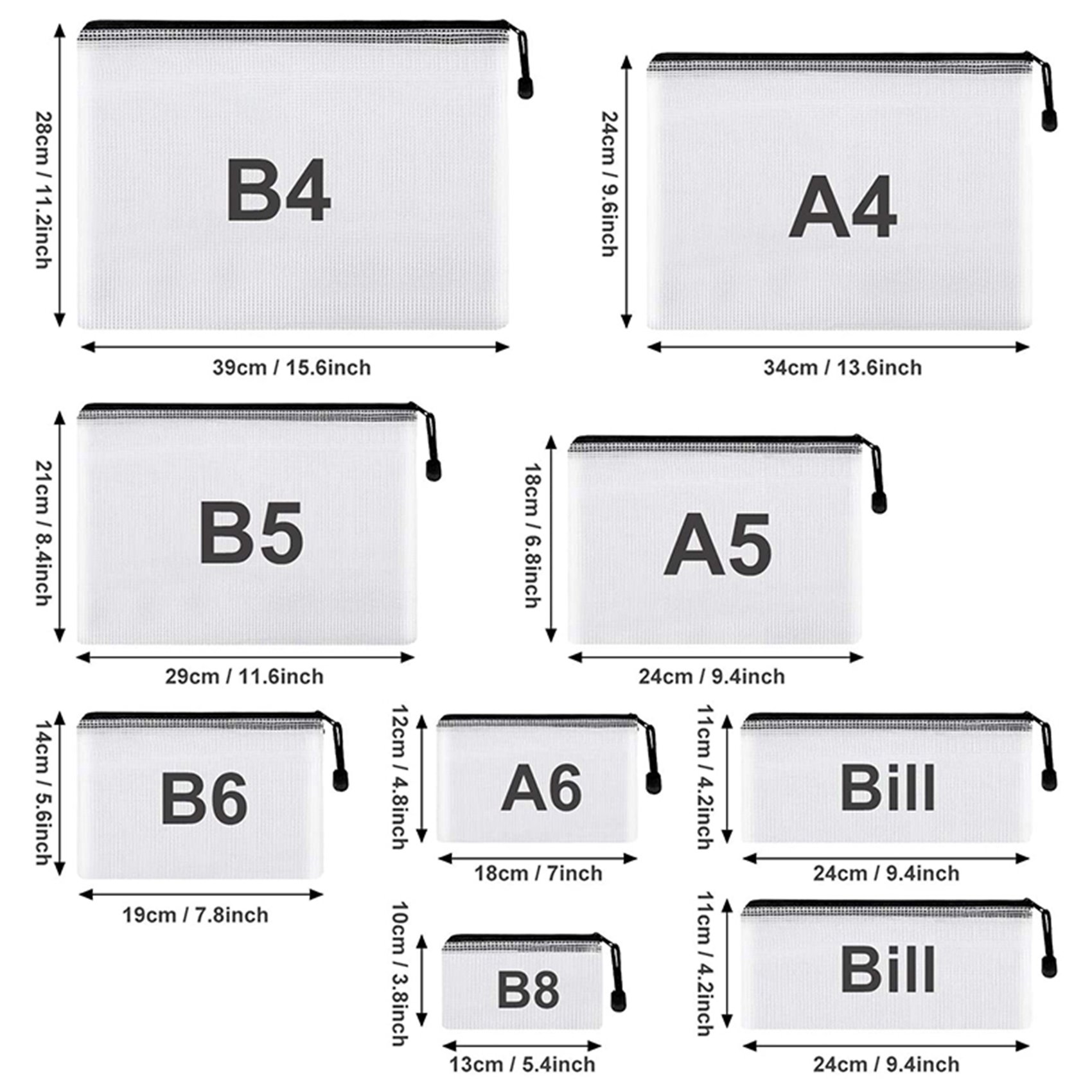 Home Office Bagas - 36Pcs Mesh Zipper Pouch Document Bag,