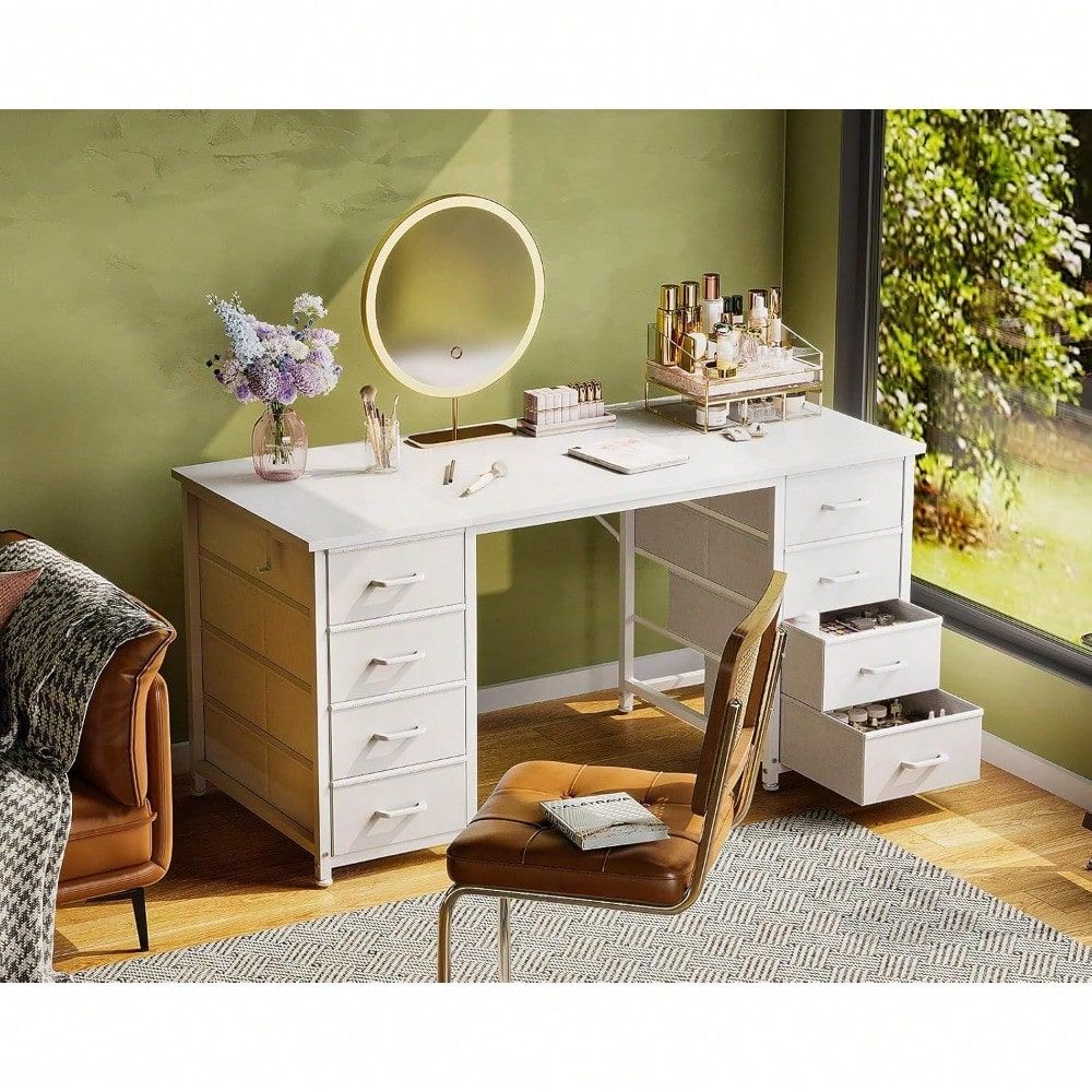 Home Office Desk With Drawers - Inches Computer Desk With 8 Fabric