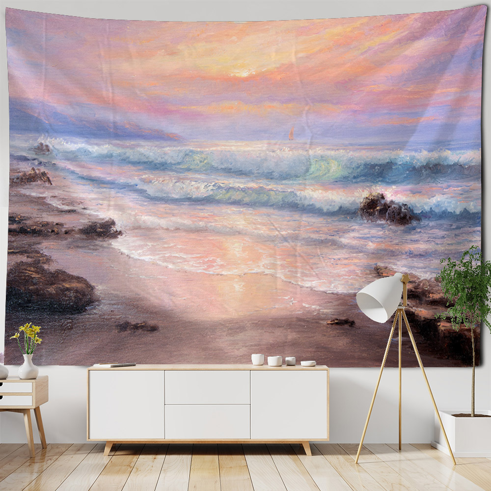 Sea view oil painting tapestry - Home Office With View ulasan dan harga