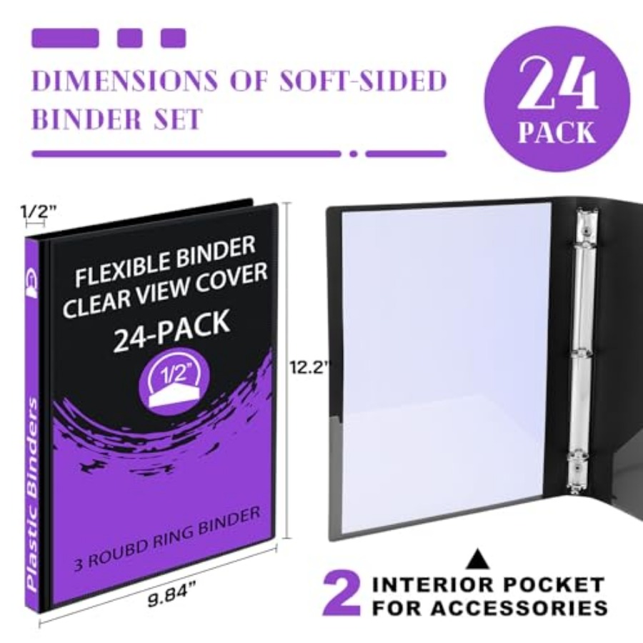 24 Pcs 3 Ring Plastic Binders  - Home Office With View ulasan dan harga