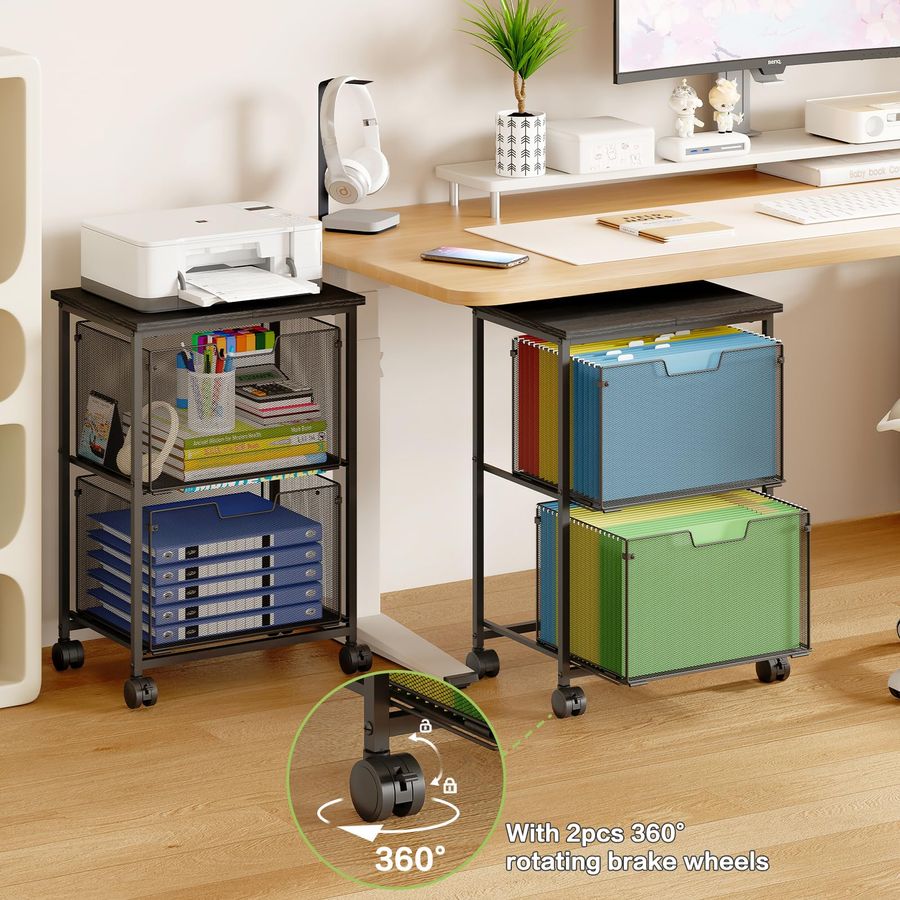 Legal Rolling File Cart with 2 - Home Office Desk With Drawers ulasan dan harga