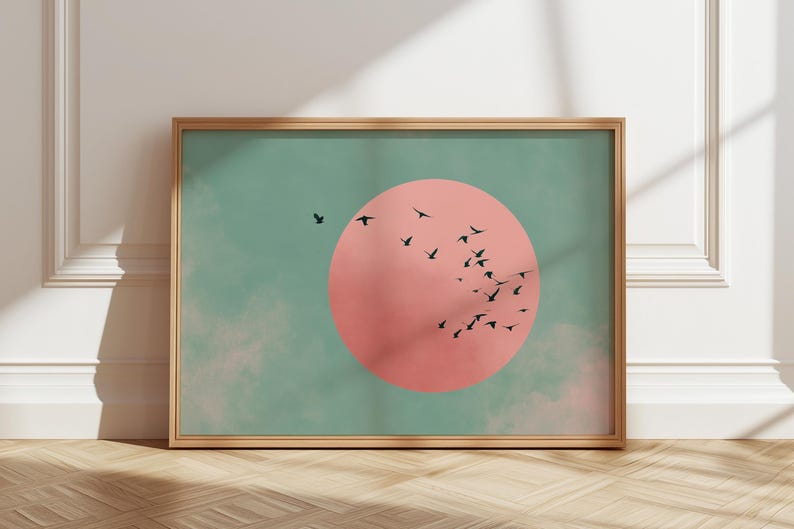 Japanese Sun & Cranes Canvas W - Home Office Minimalist ulasan dan harga