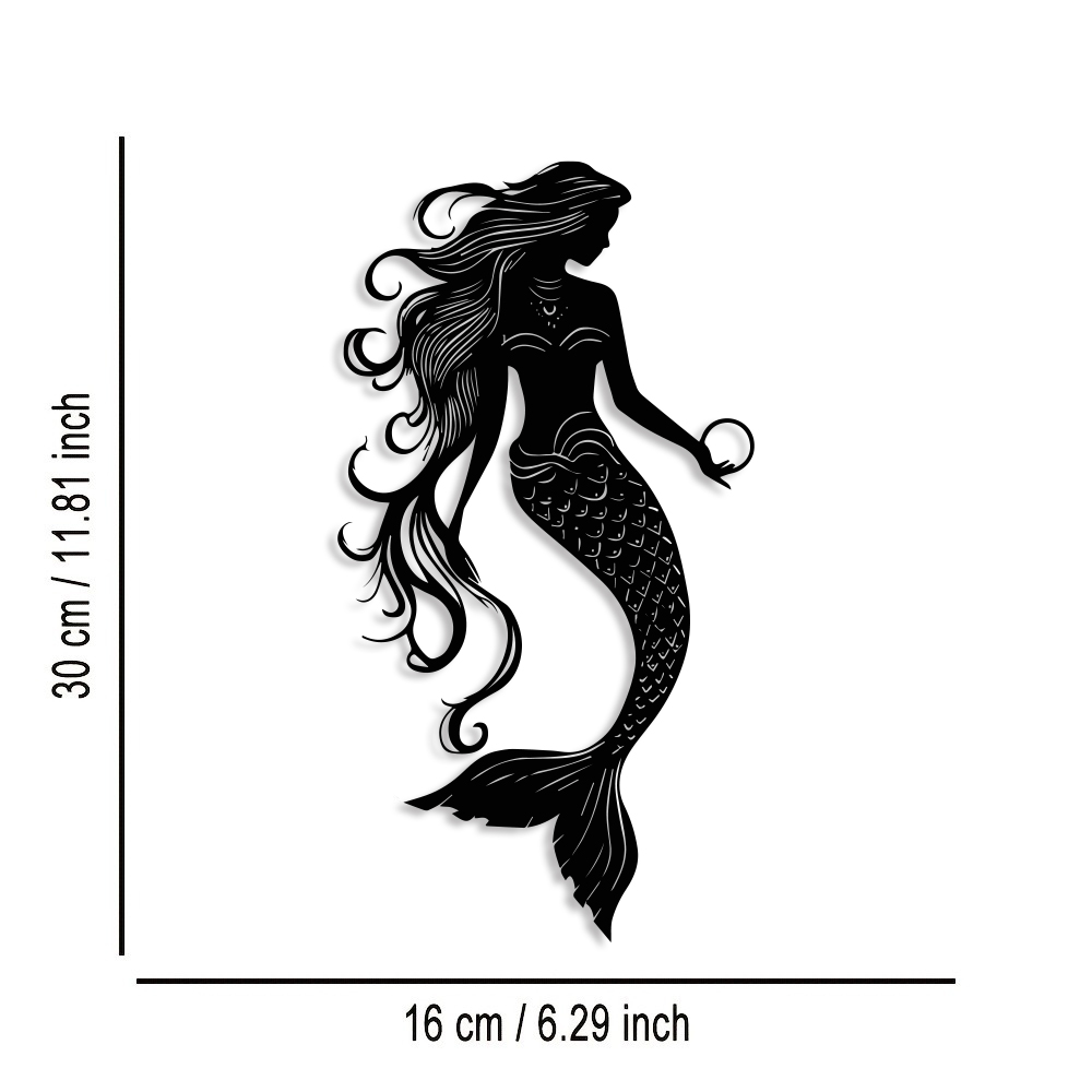 Elegant Mermaid Metal Wall Art - Home Office Minimalist ulasan dan harga