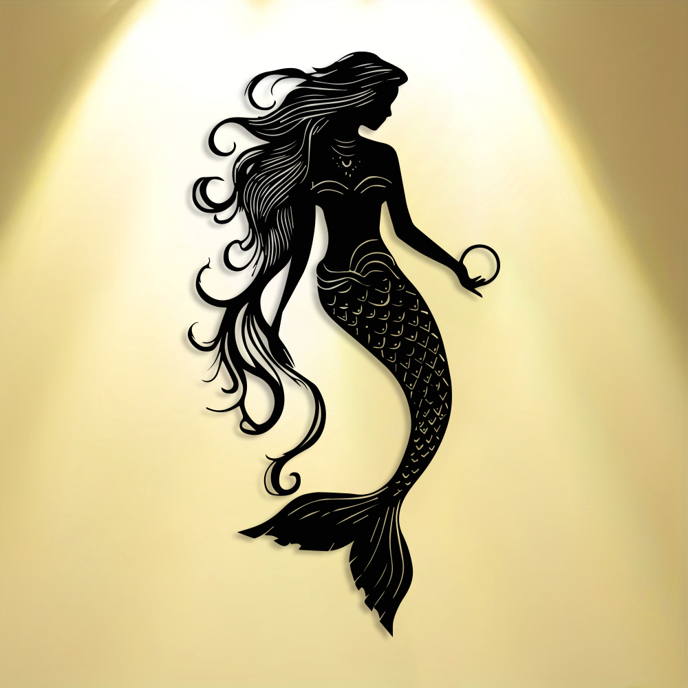 Elegant Mermaid Metal Wall Art - Home Office Minimalist ulasan dan harga