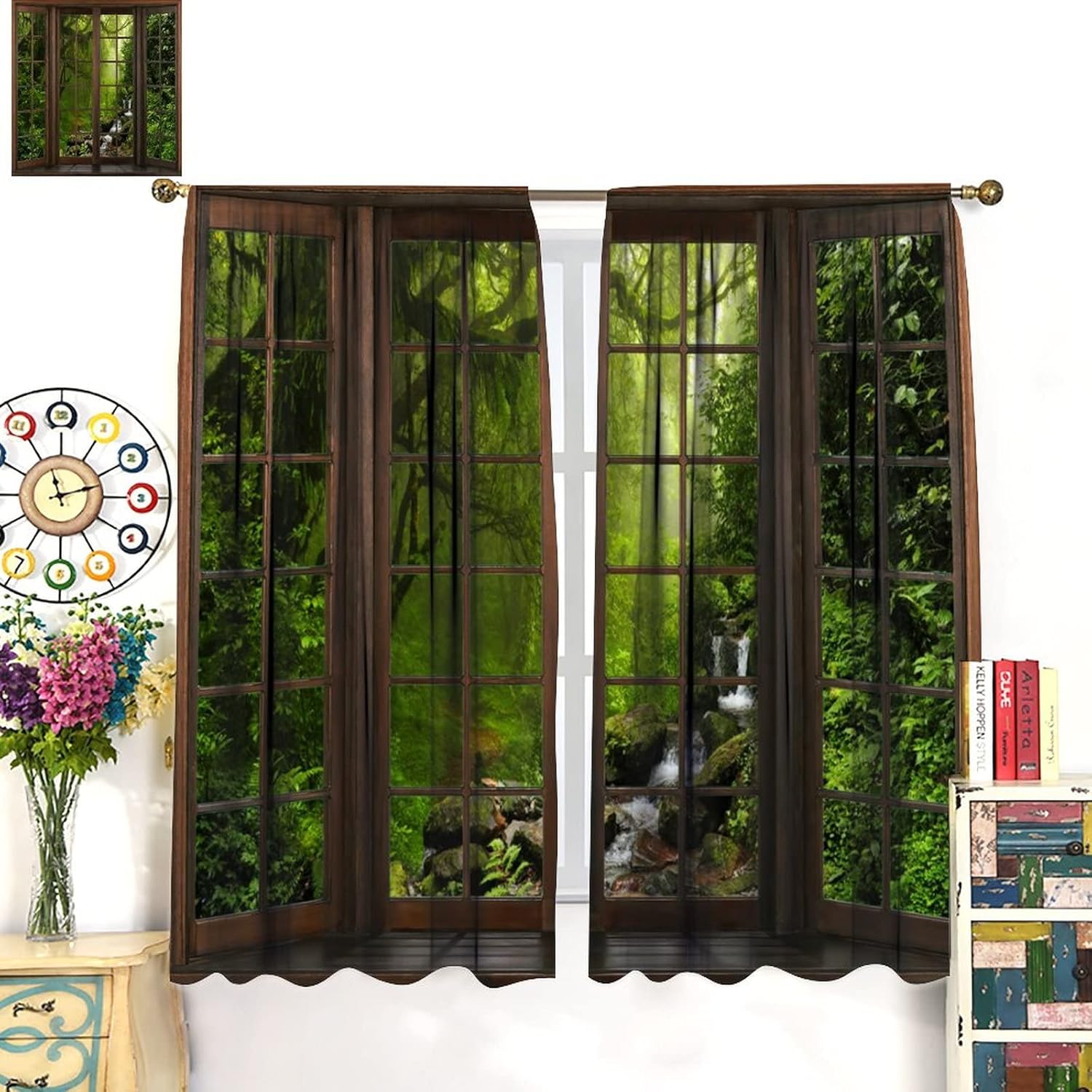 Forest Waterfall Window View C - Home Office With View ulasan dan harga