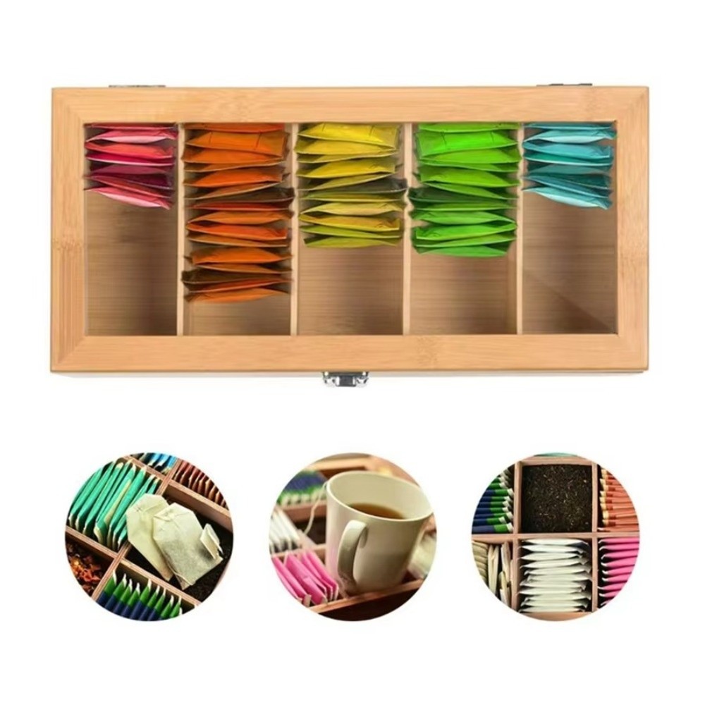 New Bamboo Tea bag Storage Box - Home Office Bagas ulasan dan harga