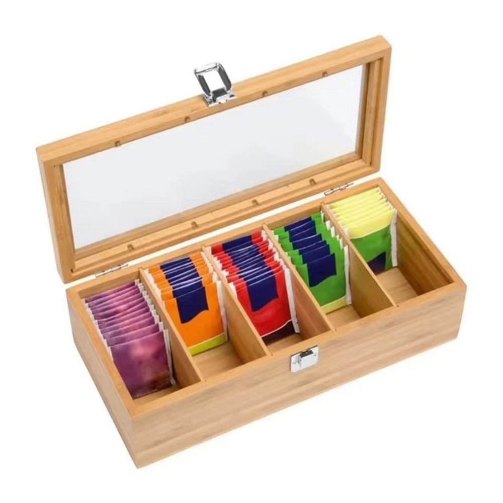 New Bamboo Tea bag Storage Box - Home Office Bagas ulasan dan harga
