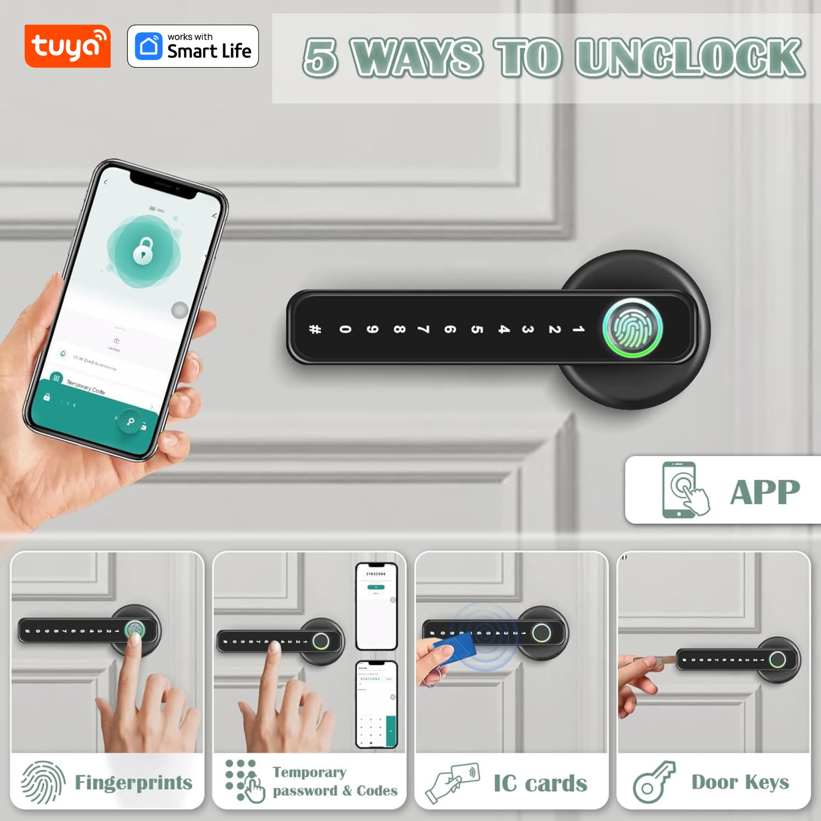 Tuya Smart 5‑in‑1 Fingerprint  - Home Office Immigration ulasan dan harga