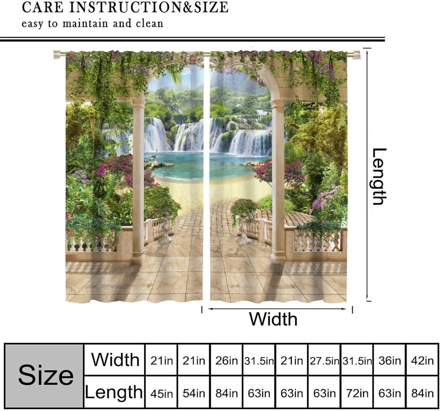 3D Waterfall Curtain Tropical  - Home Office With View ulasan dan harga