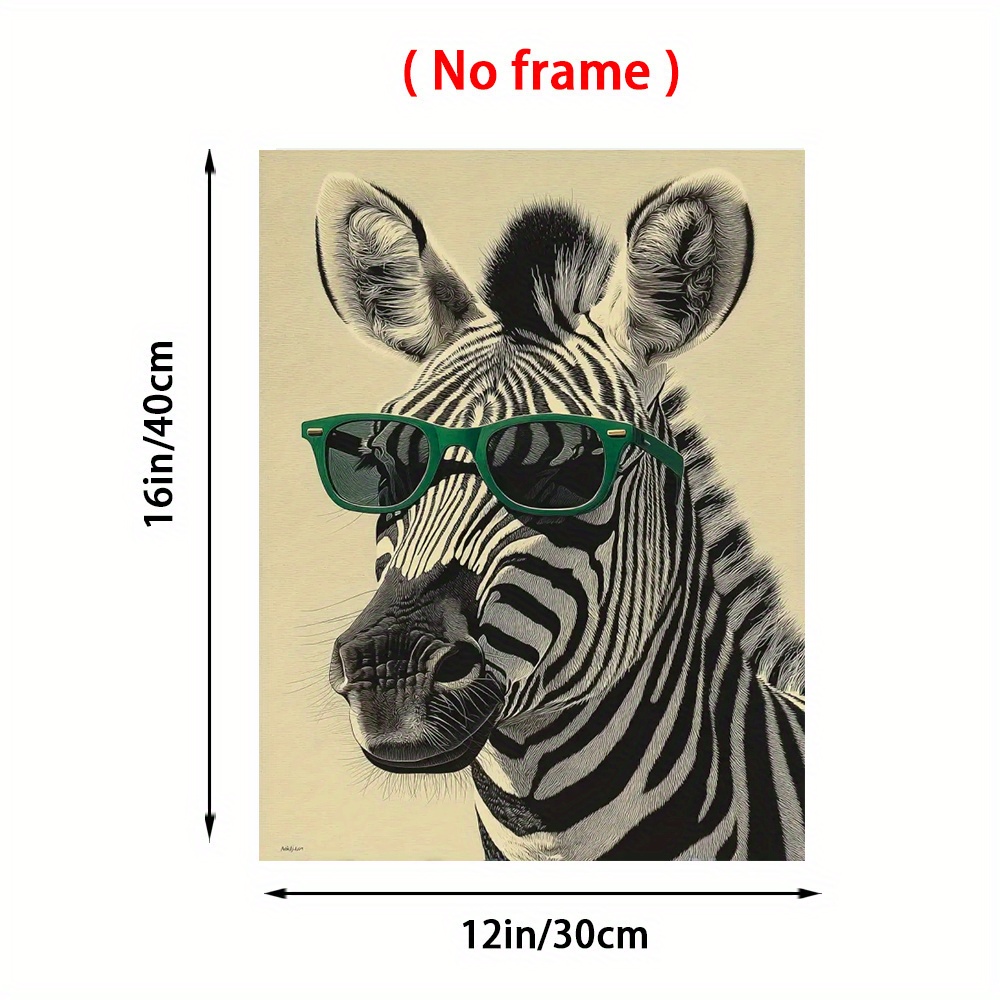 Zebra with Green Sunglasses Ca - Home Office Minimalist ulasan dan harga