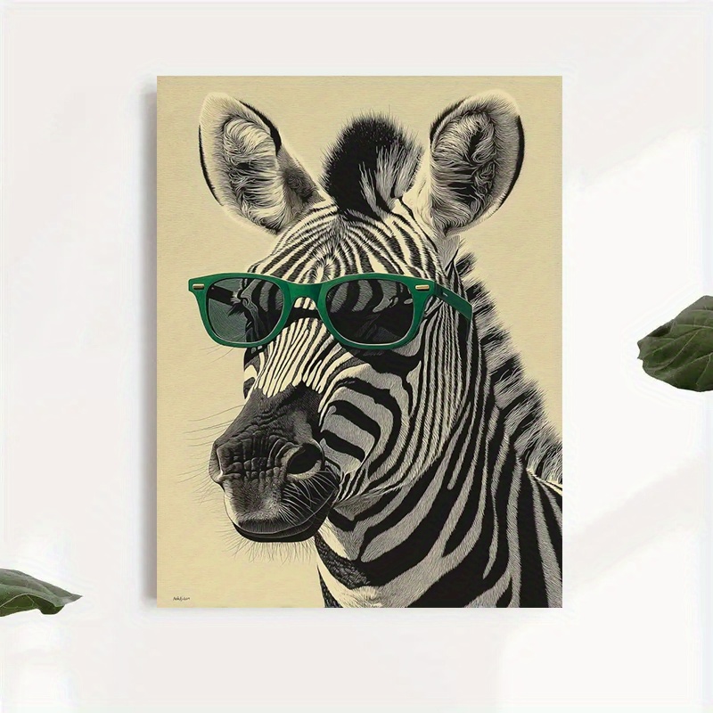 Zebra with Green Sunglasses Ca - Home Office Minimalist ulasan dan harga