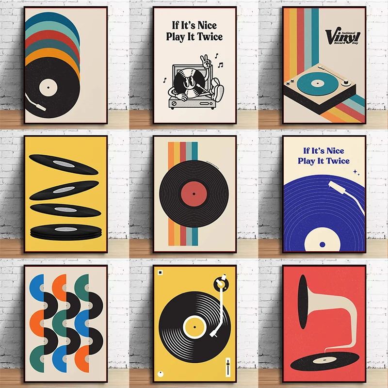 Mid Century Vinyl Record Canva - Home Office Minimalist ulasan dan harga