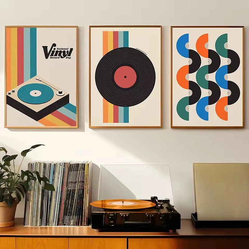 Mid Century Vinyl Record Canva - Home Office Minimalist ulasan dan harga