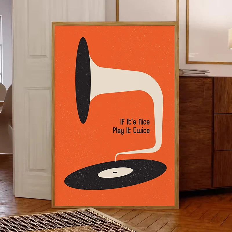 Mid Century Vinyl Record Canva - Home Office Minimalist ulasan dan harga