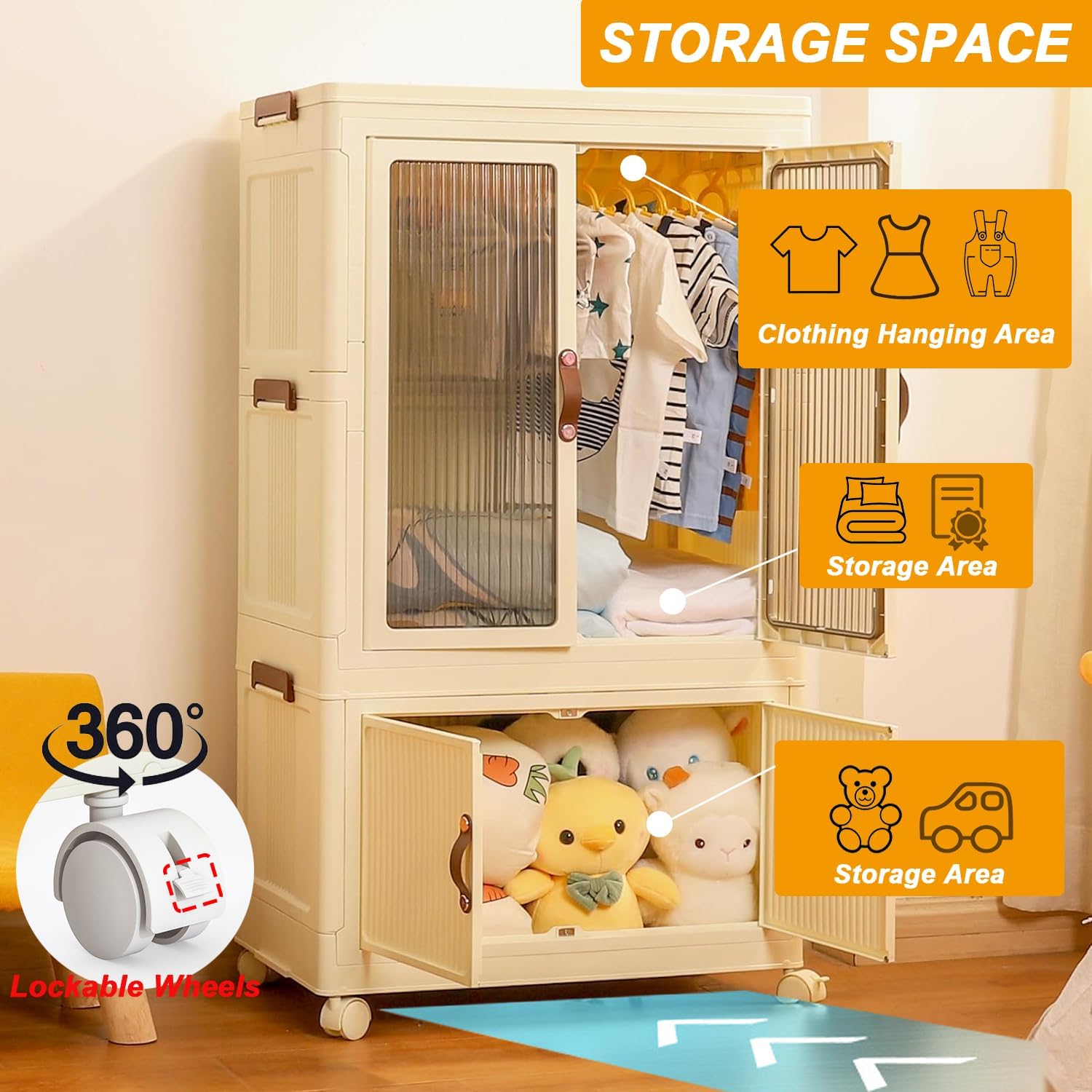 Foldable Wardrobe Cabinet with - Home Office Minimalist ulasan dan harga