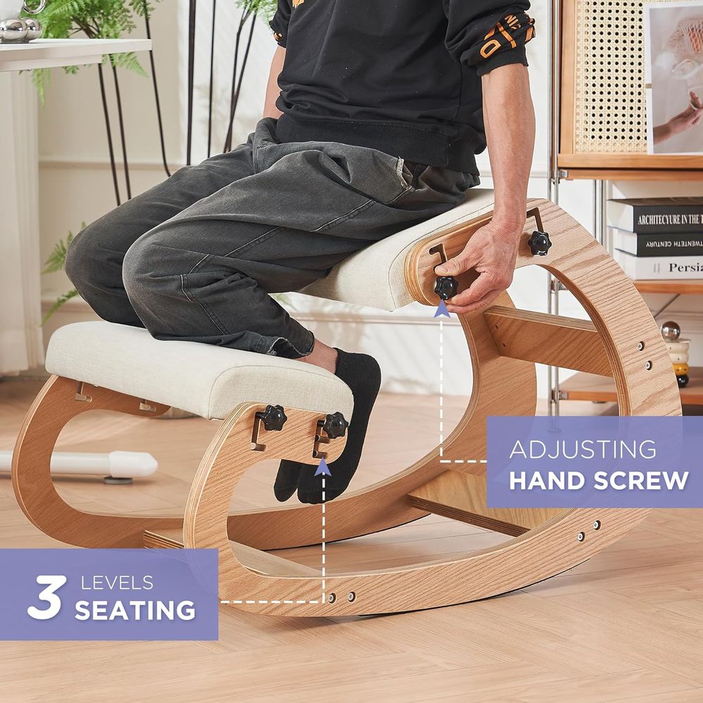 Ergonomic Adjustable Wooden Kn - Home Office Chair ulasan dan harga
