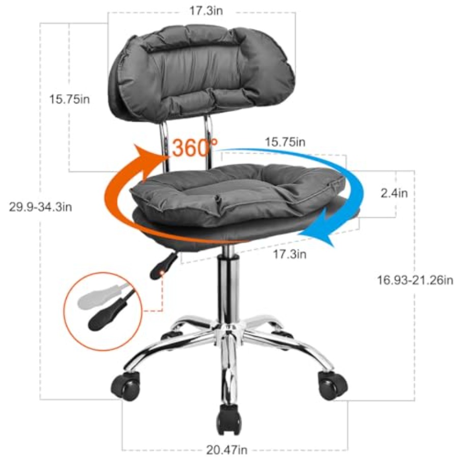 Rolling Stool Backrest Thick S - Home Office Chair ulasan dan harga