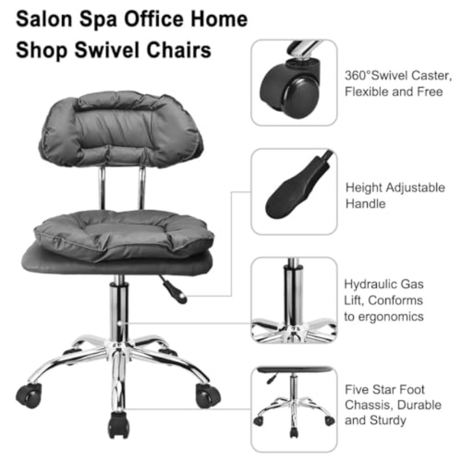 Rolling Stool Backrest Thick S - Home Office Chair ulasan dan harga