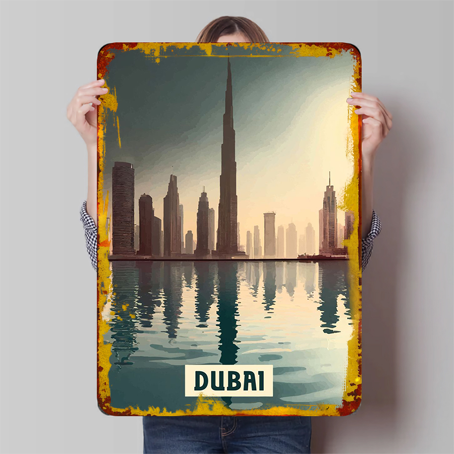 Dubai Skyline at Sunset Metal  - Home Office Dubai ulasan dan harga
