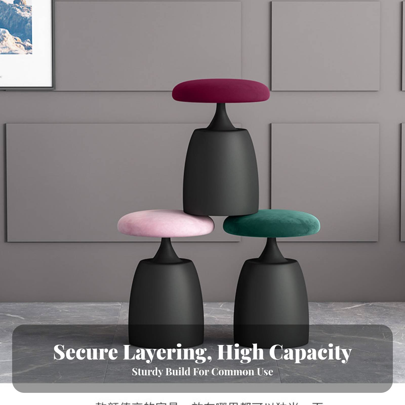 Round Upholstered Pouf Light L - Home Office Minimalist ulasan dan harga