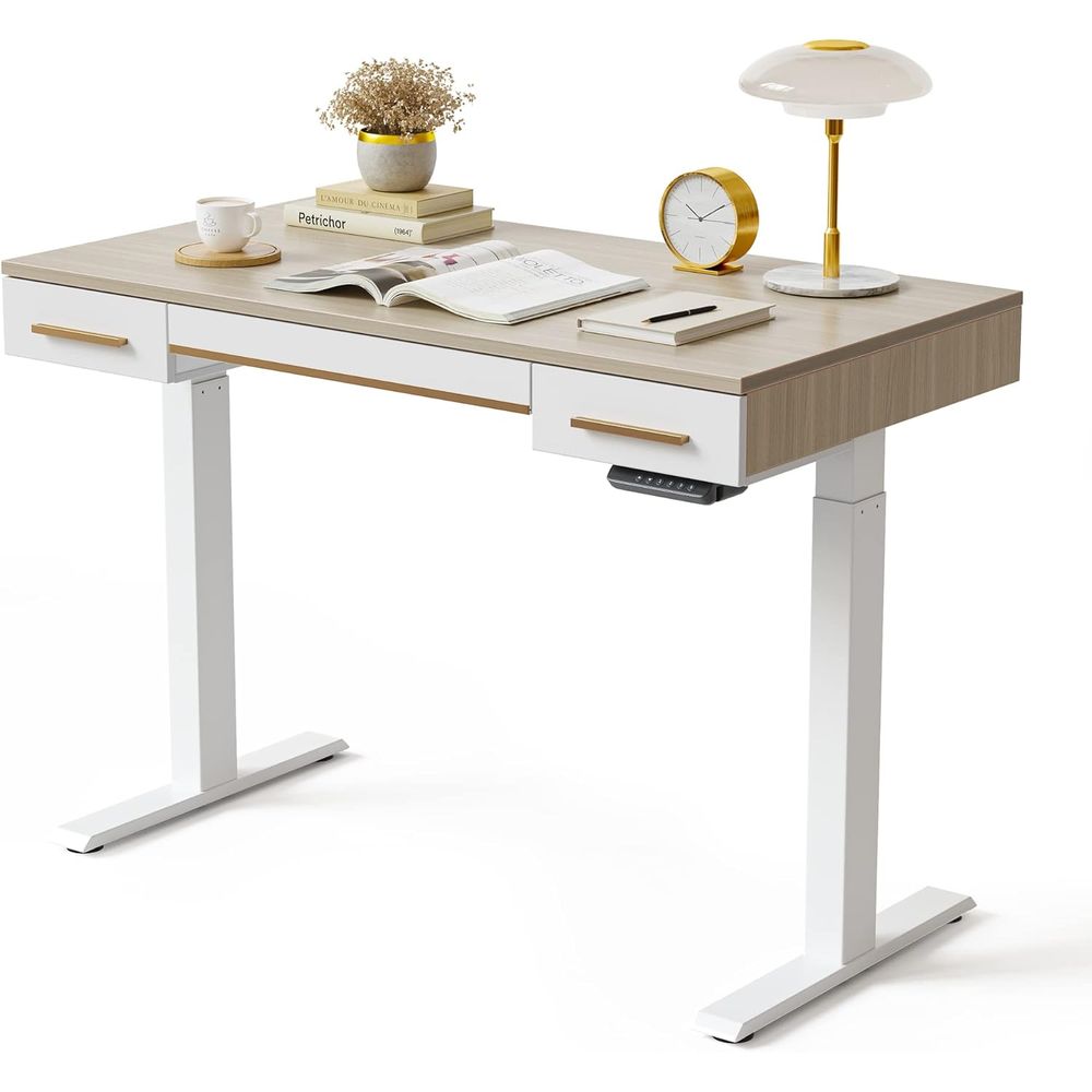Electric Standing Desk, 3 Draw - Home Office Desk With Drawers ulasan dan harga