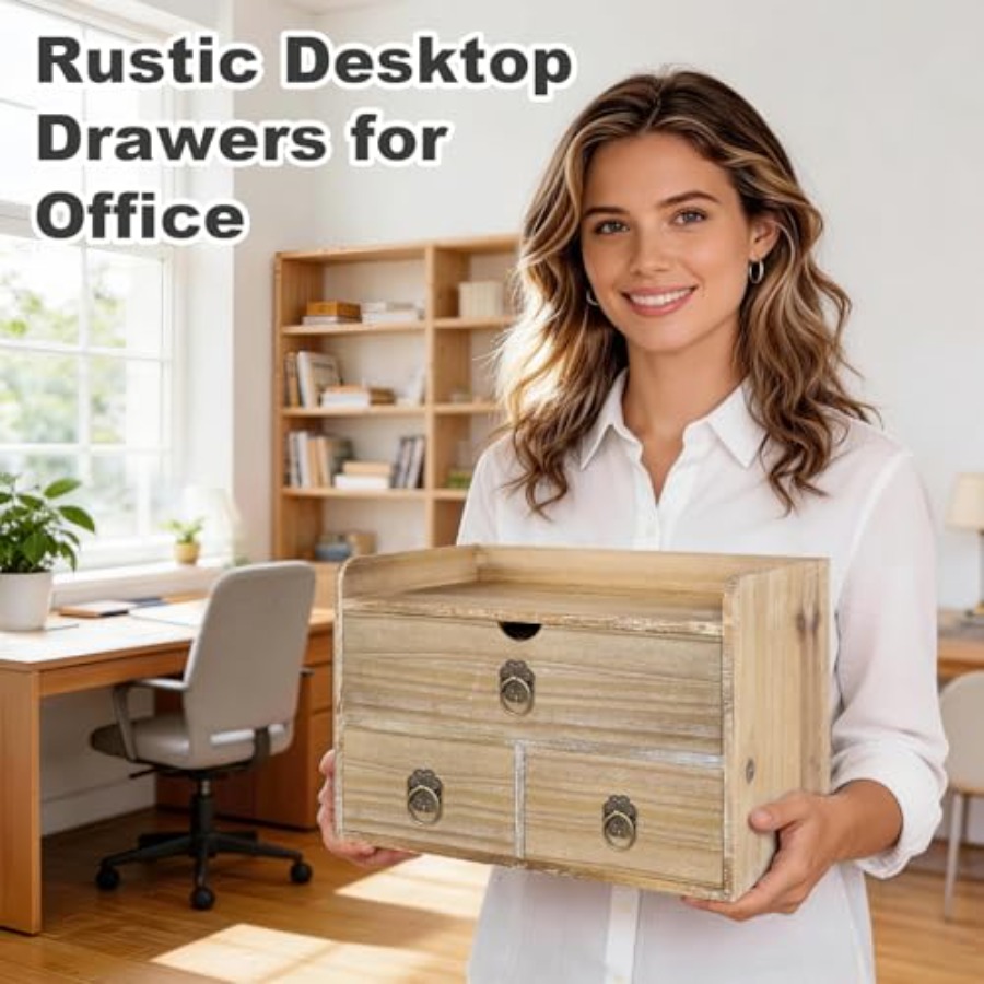 Wood Desk Organizer, Mini Desk - Home Office Desk With Drawers ulasan dan harga