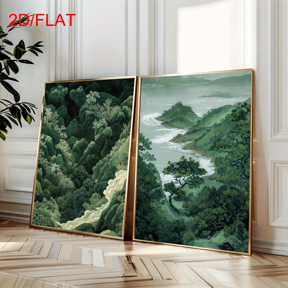 2pcs Modern Green Forest Mount - Home Office Minimalist ulasan dan harga