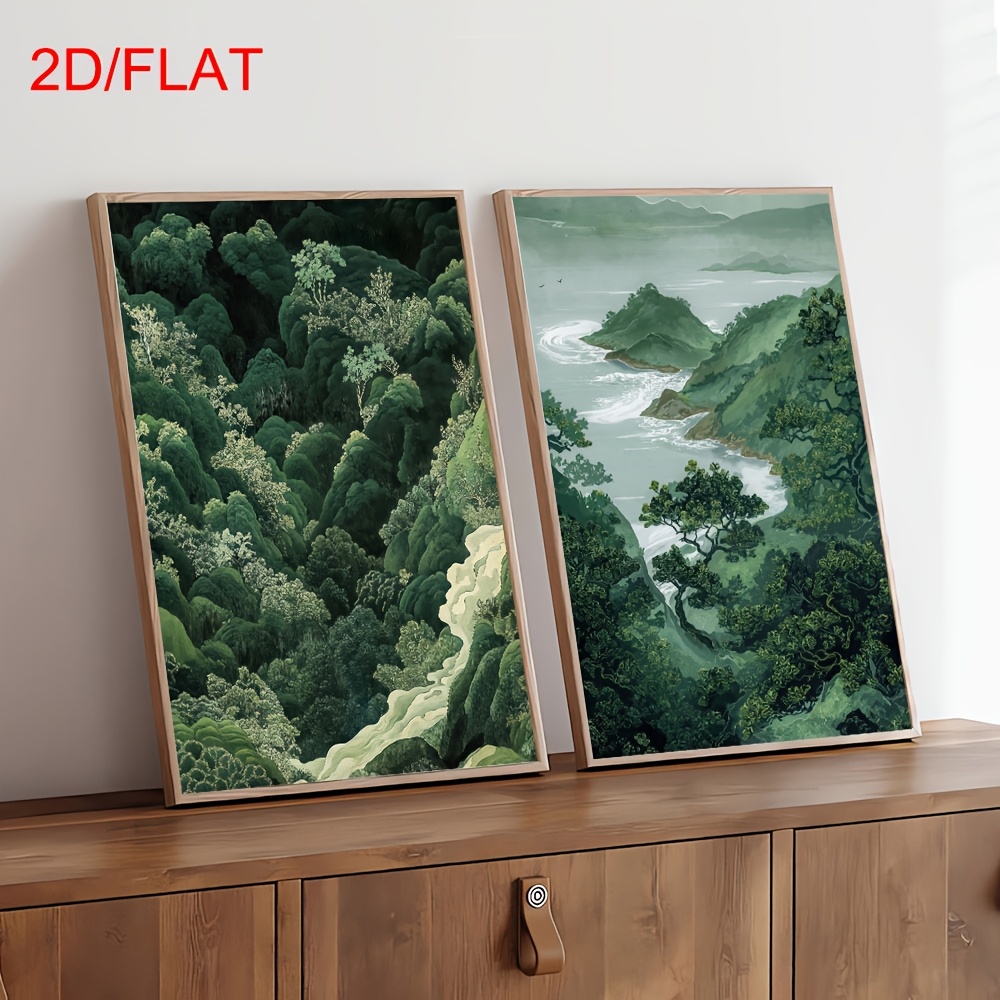2pcs Modern Green Forest Mount - Home Office Minimalist ulasan dan harga
