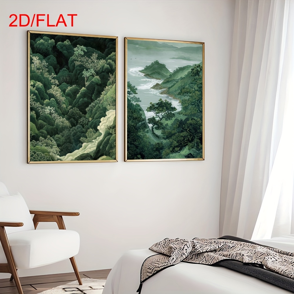 2pcs Modern Green Forest Mount - Home Office Minimalist ulasan dan harga
