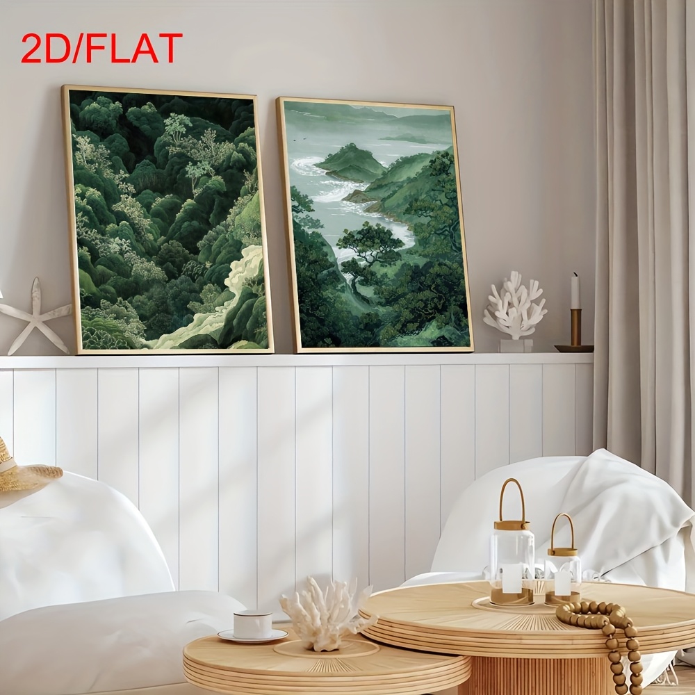 2pcs Modern Green Forest Mount - Home Office Minimalist ulasan dan harga