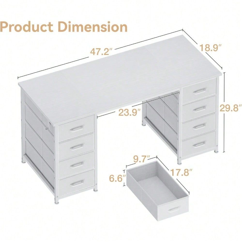 Inches Computer Desk With 8 Fa - Home Office Desk With Drawers ulasan dan harga