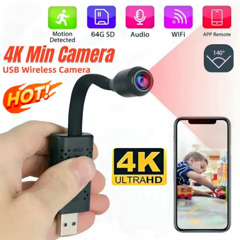 4K Mini USB WiFi Camera Portab - Home Office With View ulasan dan harga